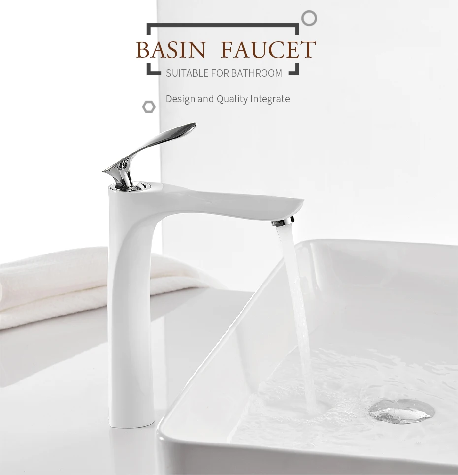 LanGuShi SLT0216 Faucet Tap 7 Colors Tall Basin Faucets Bathroom Faucet Hot and Cold Water Mixer Tap Chrome Brass Toilet Sink Water Heightening Crane 