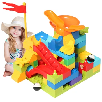 

82pcs Big Size DIY Blocks Marble Race Run Maze Ball Track Building Blocks Plastic Funnel Slide Big Size Bricks Toys For Children