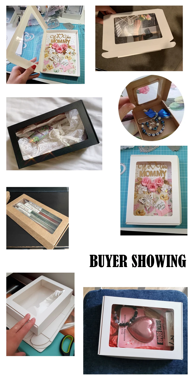 Gold Paper Gift Boxes with PVC Window, 5pcs/10pcs Multi-Size Cardboard Favor Packaging ... - SKU PGBW0939 - UGI Packaging