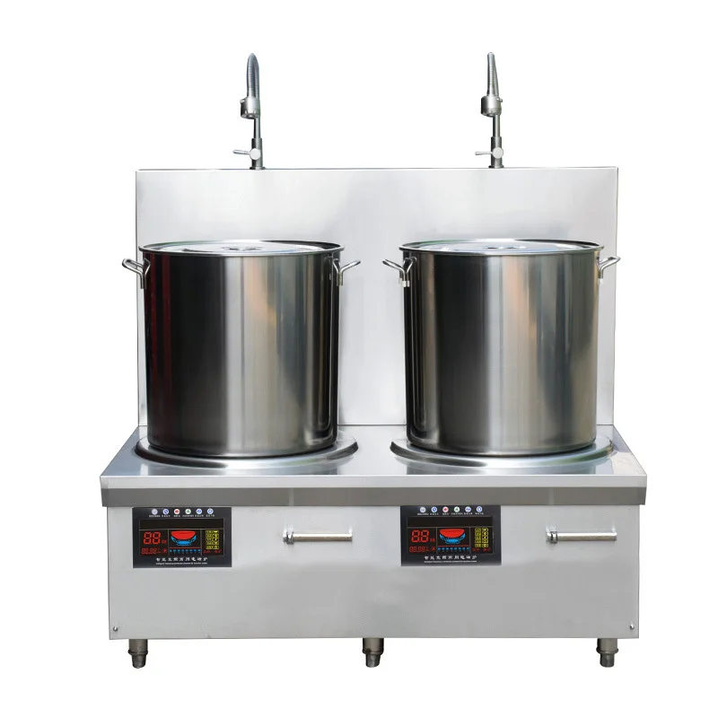 

Commercial Soup Ctove Double head 15KW Electromagnetic 8-speed Temperature Control Induction Cooker Kitchen Fried stove Canteen