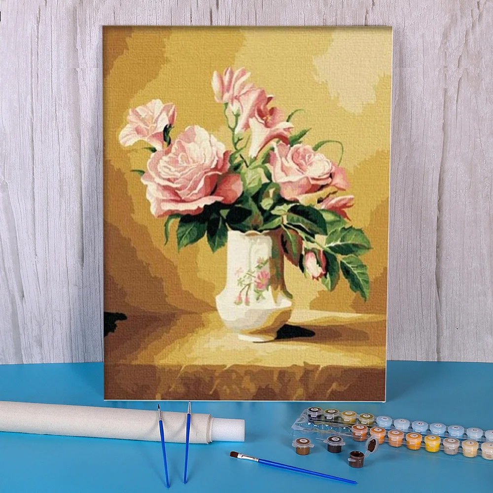 Flowers Acrylic DIY Painting By Numbers Set Acrylic Paints 40*50 Boards