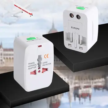 

Universal Worldwide Adapter Electric Socket AU UK US EU Plug Adaptor Travel Wall Charger AC Power Option 2 USB Charging Port