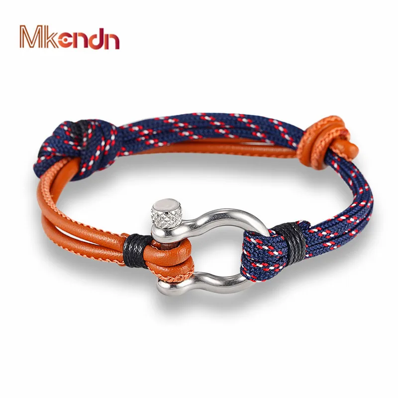 New Arrival Fashion Jewelry navy style Sport Camping Parachute cord Survival Bracelet Men with Stainless Steel Shackle Buckle