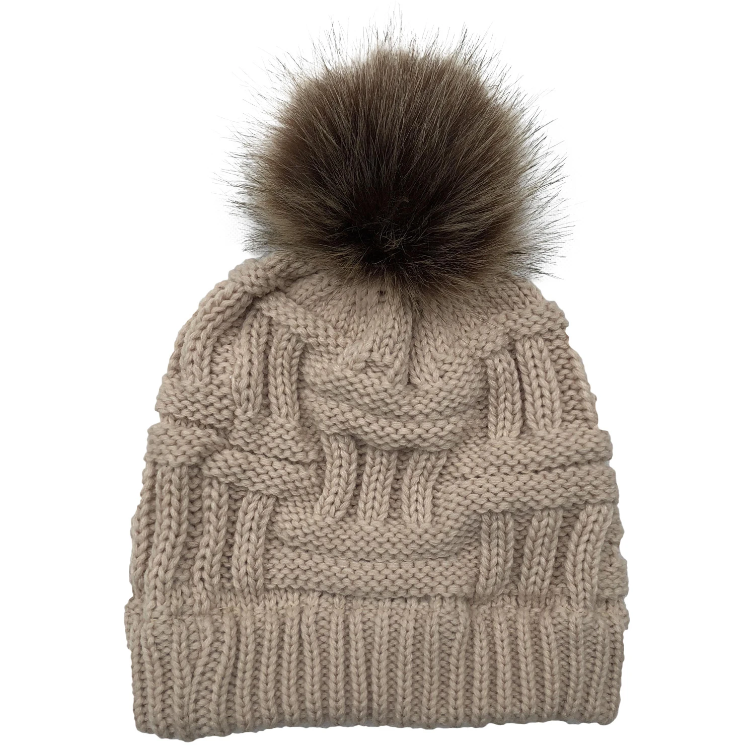GKGJ женские зимние шапки Мягкая вязаная шапочка грязная шапка Beanie Ponytail Beanie шелковая шляпа шапки с помпоном для женщин - Цвет: C05