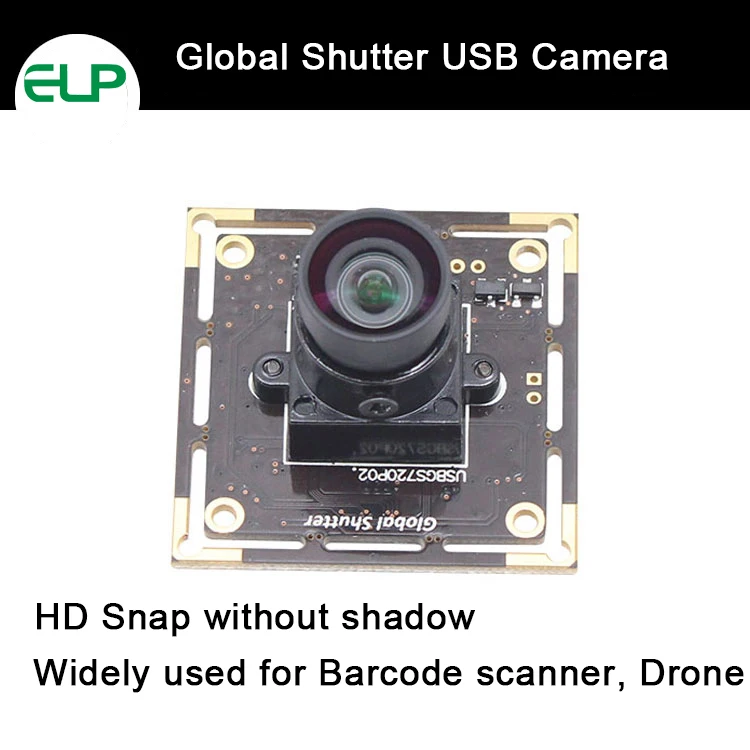 

ELP No Dragging Shadow High Frame Rate 720P 60fps Webcam Global Shutter USB Camera used for barcode scanner (BW Mode)