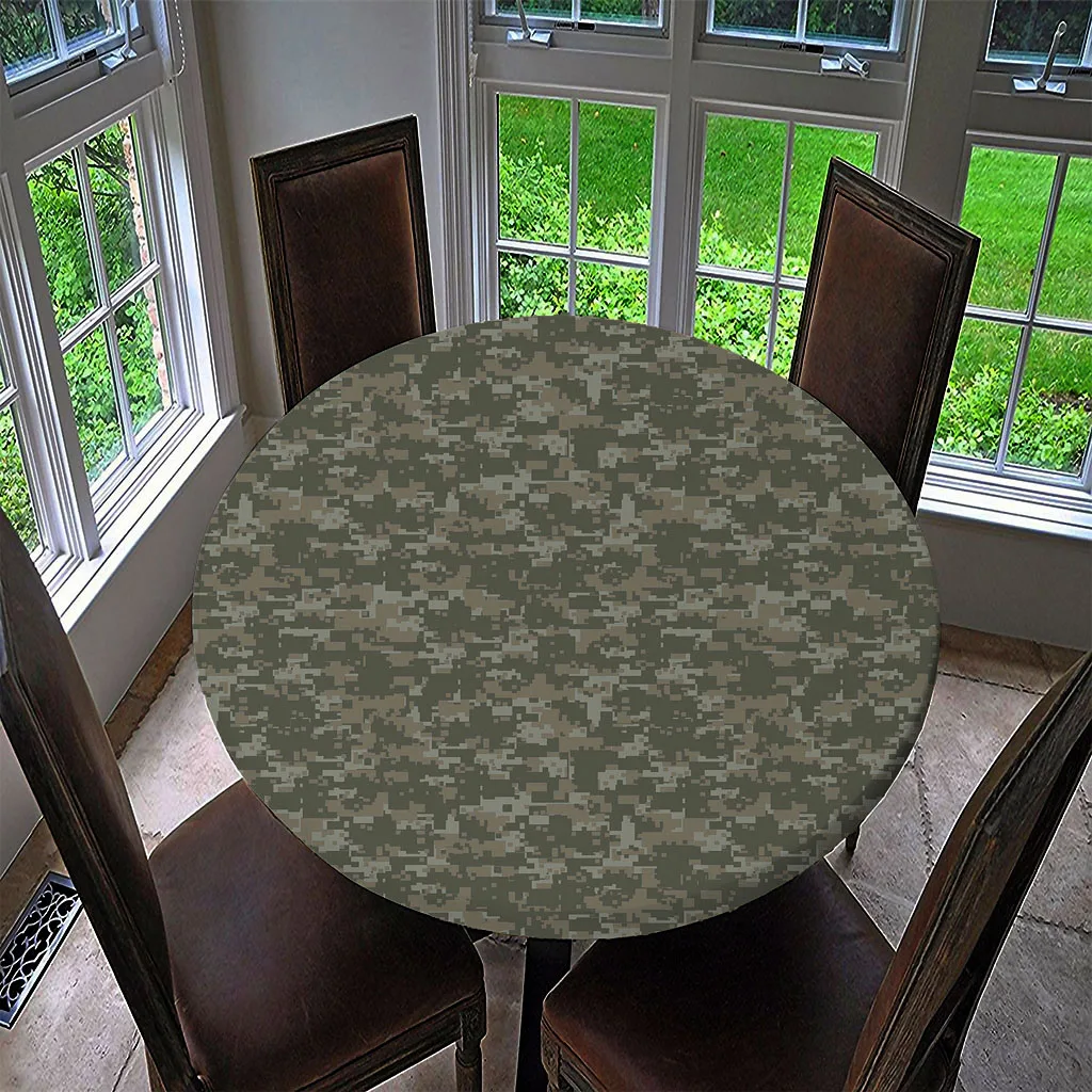 2x Rustic Wood Durable Vinyl Fitted Round Tablecover Table Cloth, 47' + 55' Dia