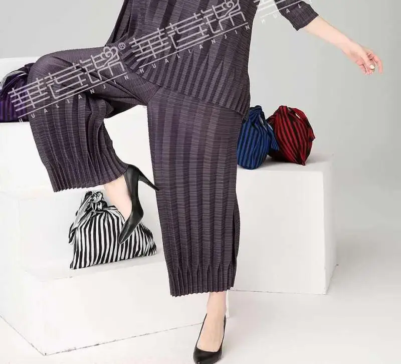 Новые Miyake плиссированные и универсальные модные свободные капри больших размеров супер удобные повседневные брюки для женщин