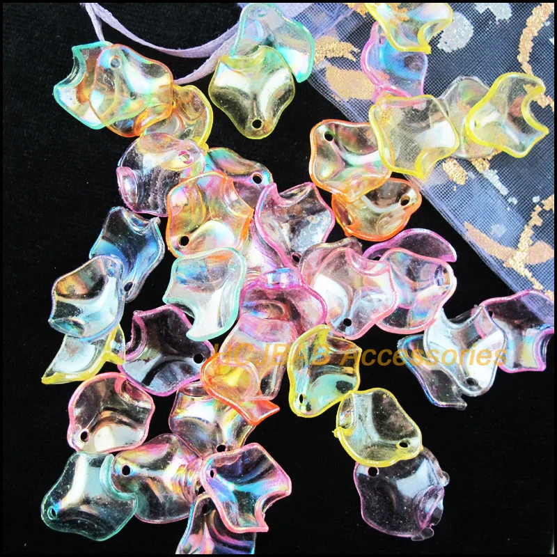 

100 New Leaves Charms Mixed Acrylic Petalage Flower Pendants 14x15mm