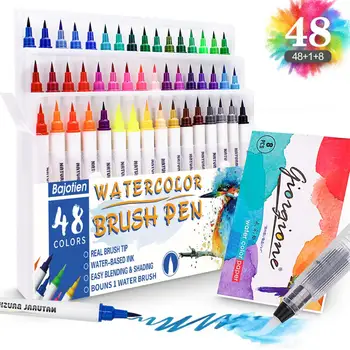 

Watercolour Brush Pens Real Brush Tips Water Based for Colouring Calligraphy Drawing and Writing