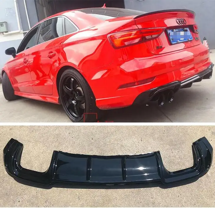 High Quality ABS Carbon fiber Paint Rear Bumper Lip Spoiler Diffuser Cover For AUDI A3 S3 RS3 S-LINE 2017 2018 2019 | Автомобили и