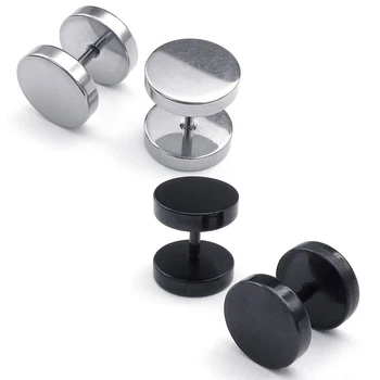 

Jewelry Men Earrings, Circle Ear Studs, 4mm 2 Pair, Black Silver - Stainless Steel