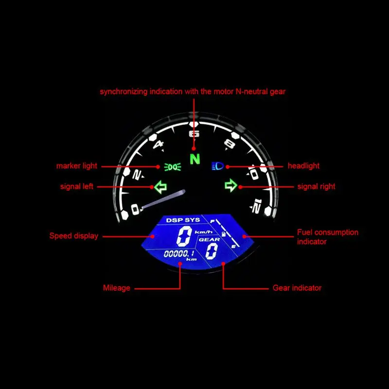 Светодиодный мотоцикл Подсветка цифровой 3 цилиндра Тахометр спидометр одометр датчик для мотоцикл быть Visib светодиодный ночью