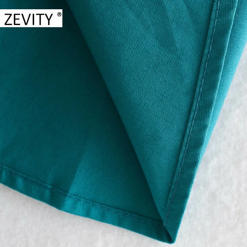 ZEVITY women vintage solid color lantern sleeve casual loose shirt dress female pleat drawstring bow vestido chic dresses DS4441