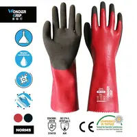 Wonder grip lengthening WG-328L Waterproof Chemicalproof Work Gloves Lengthened Aqua Fully Dipped Latex 1