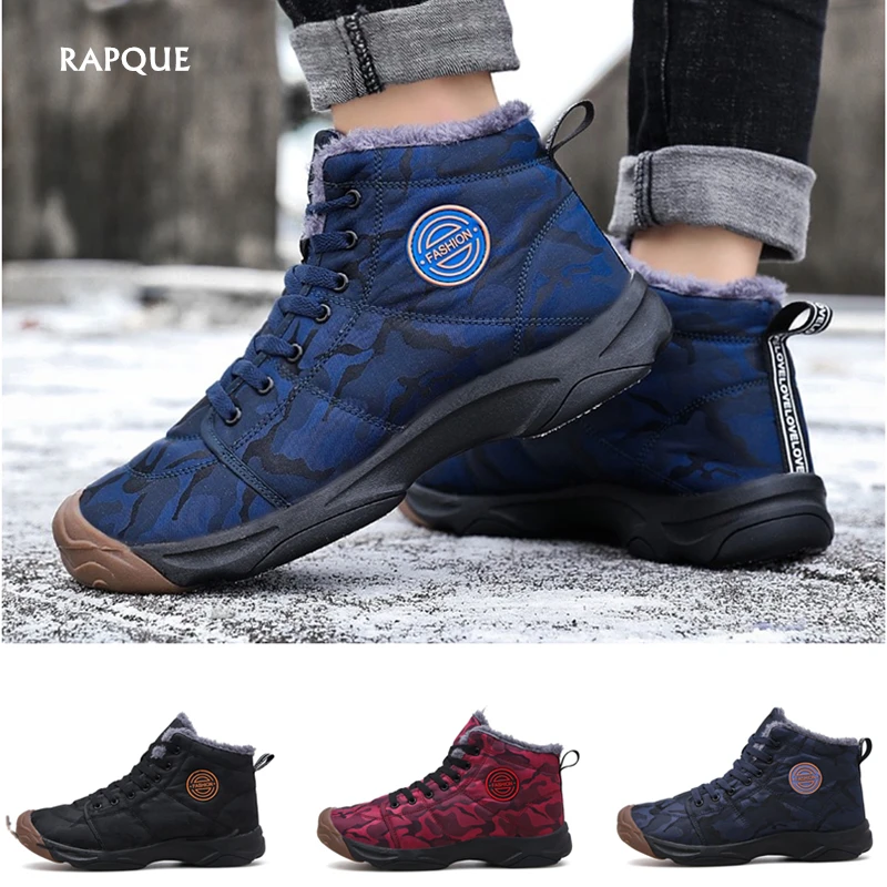 

Men's Winter Boots Men Warm Plush Trekking Snow Boots Male Fashion Winter Shoes Men Motocycle Work Safety Boot Waterproof 36-47