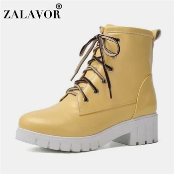 

ZALAVOR 5 Color Women Ankle Boots Fashion Round Toe Casual Winter Shoes Woman Flats Platform Warm Fur Short Boots Size 33-43