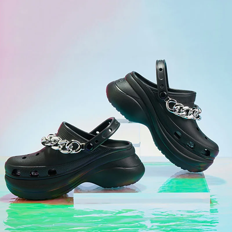 Crocs-Sandalias de tacón alto para Mujer cómodas transpirables, calzado de  playa, color blanco - AliExpress Calzado