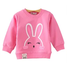 Новая Одежда для маленьких девочек; спортивные костюмы для девочек осенние Повседневное Модный с принтом «кролики», длинная одежда с рукавами кофты