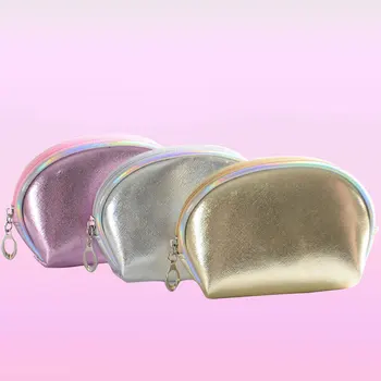 

New Women Small Laser Make Up Bag Travel Organizer Beauty Case Toiletry Cosmetic Bag PU Leather Shell Makeup Pouch neceser mujer