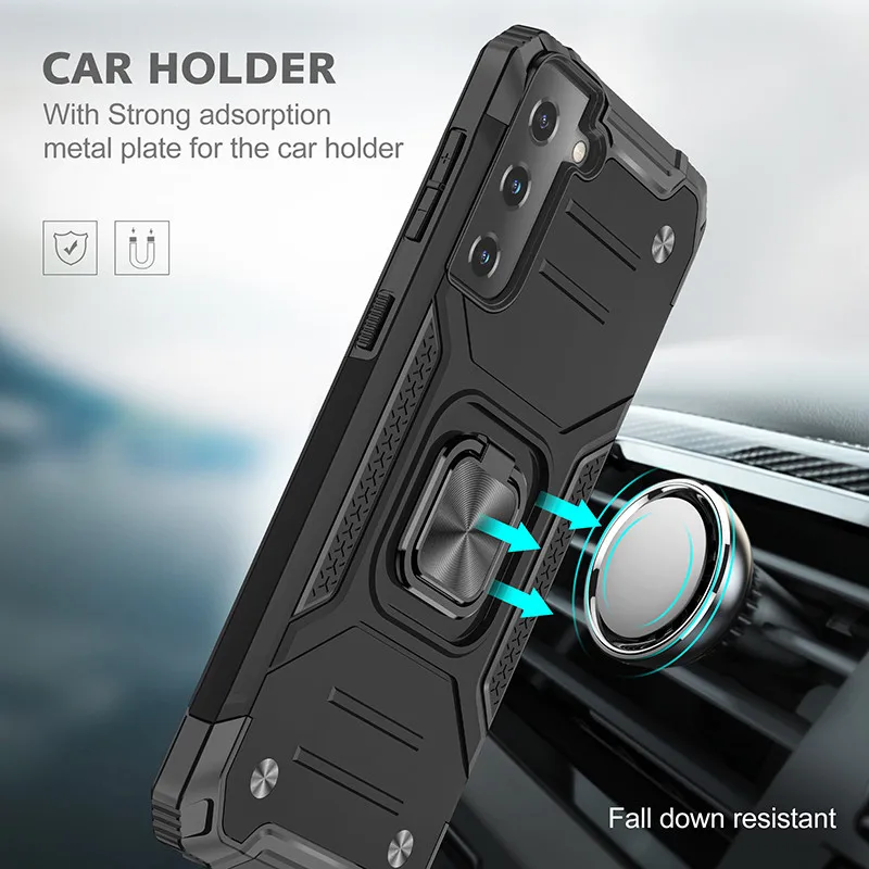 For Samsung Galaxy S21 Ultra Case Car Magnetic Holder Ring Phone Case for Galaxy S21 S21 Plus Back Cover