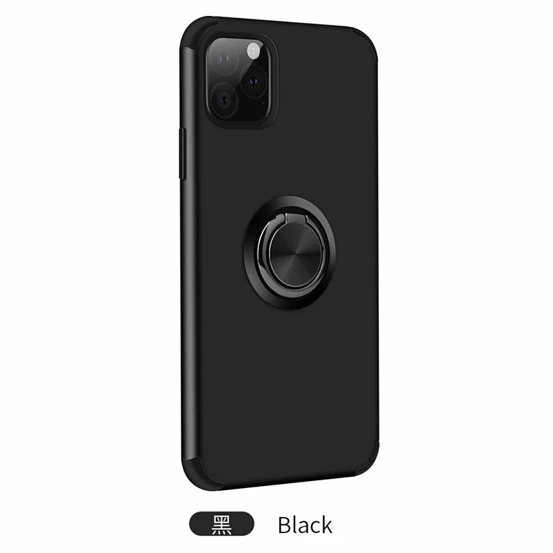 Black Для iphone 11 pro max чехол, роскошное крутое кольцо с подставкой, анти-осенний чехол для iphone 6 6S 7 8 Plus X XR XS Max чехол для телефона - Цвет: Black