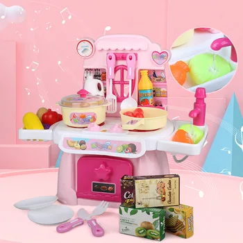 

Children's intelligence simulation sound and light manual water out cooking table housekeeper kitchen toy Girl Birthday Gift