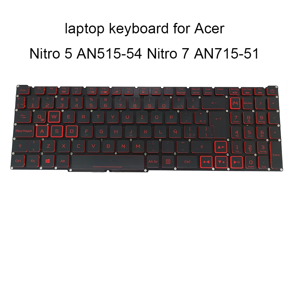 Teclado Retroiluminado para Acer Nitro Francês Azerty la Teclados Latinos Espanhóis Teclas Vermelhas sp es An515 54 557h An71551 Lg5p-n90brl