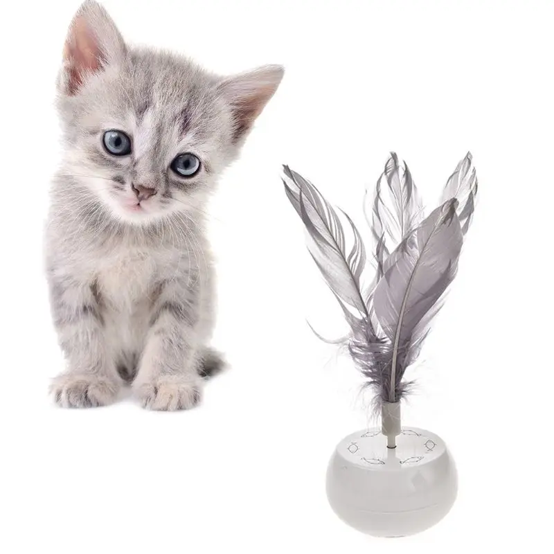 Pet Интерактивная кошка спиннинг стакан перо игрушка Забавный котенок вращающийся мяч игрушка