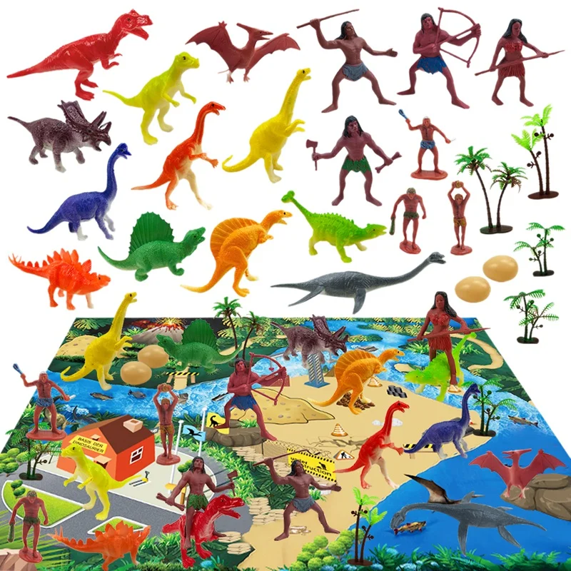 

26PCS Educational Toys Dinosaur Savage Protection Forest Game Mat Tyrannosaurus Rex Animal Model Carpet Game Mat