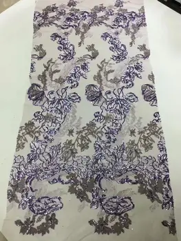 

Nice sequins design French tulle material net lace fabric for evening dress RFN137(5yards/lot) many color