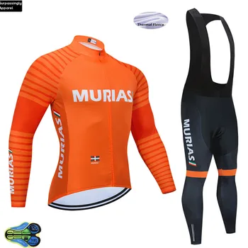 

MURIAS Team Winter 2020 Orange Cycling Jersey 12D Bike Pants Set Mens Ropa Ciclismo Thermal Fleece Bicycle Clothing Cycling Wear
