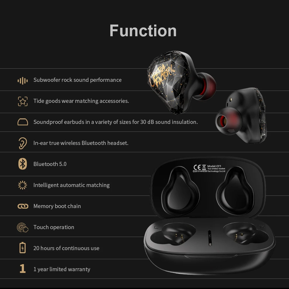 Whizzer OT1 Airdots TWS Bluetooth 5,0 наушники стерео беспроводные шумоподавление с микрофоном свободные Наушники управление AI