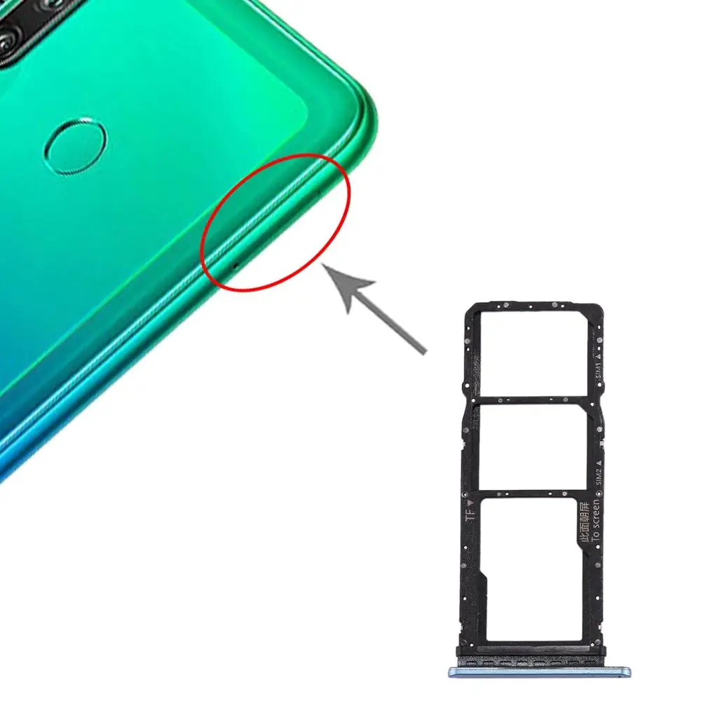 SIM Card Tray + SIM Card Tray + Micro SD Card Tray for Huawei P40 Lite E / Enjoy 10 Smartphone Card Slot Tray Holder Replacement