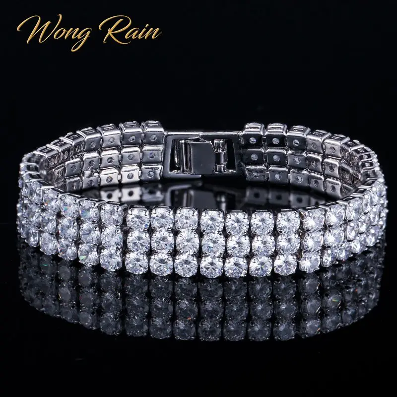 Wong Rain, роскошный браслет с муассанитом из серебра 925 пробы, очаровательные свадебные браслеты, хорошее ювелирное изделие, подарок