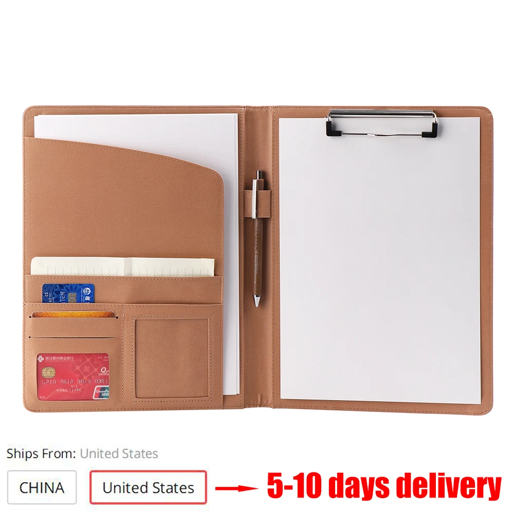 Carpeta de cuero A4 PU con calculadora, multifunción, para documentos de negocios, administración de carteras, suministros de oficina