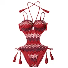 Пляжные женские стиль бикини кружева купальник живот покрытие для похудения треугольный пуш-ап сплошной цвет без рукавов