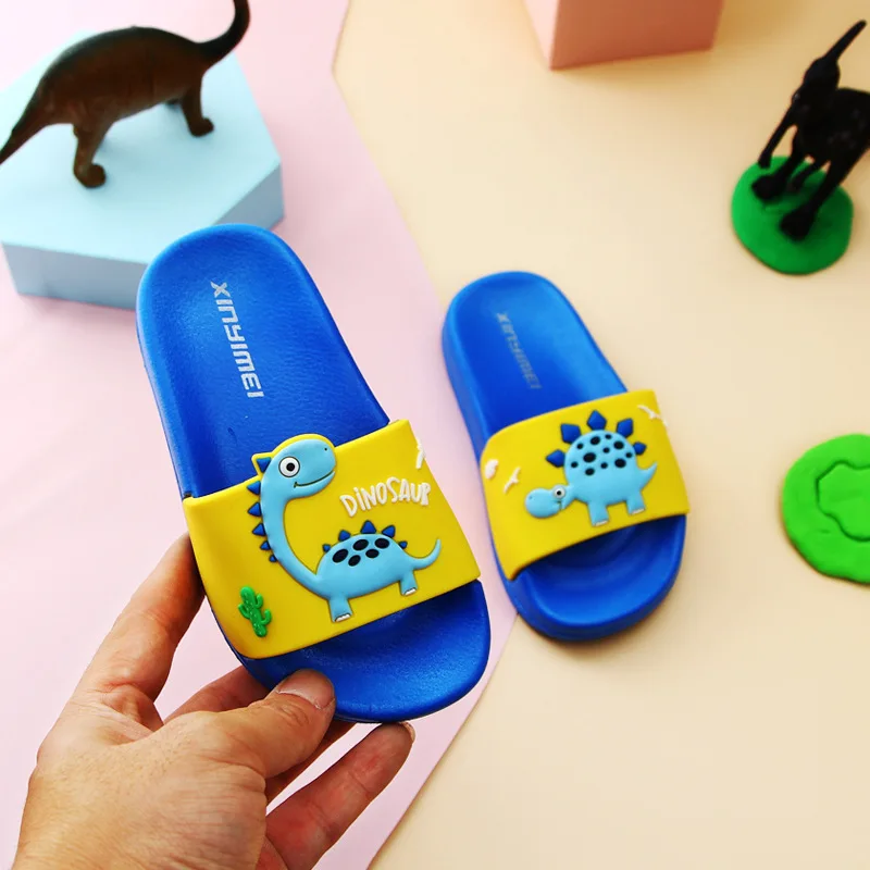 

Summer Dinosaur Children's Slippers For Boys Girls Slippers PVC Soft Bottom Non-slip Beach Sandals Kids Home Bathroom Flip Flops
