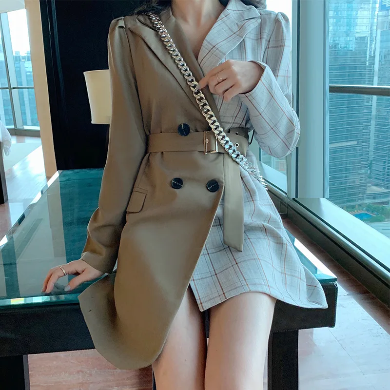 

Korean-style New Style Elegant Versatile Western Style Fashionable Plaid Stitching Lace-up Slimming Significant Leg Length Small