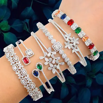 

GODKI Luxury Stackable Cuff Bangles For Women Wedding Full AAA Cubic Zircon Crystal CZ Dubai Bridal Bracelets Party Jewelry 2020