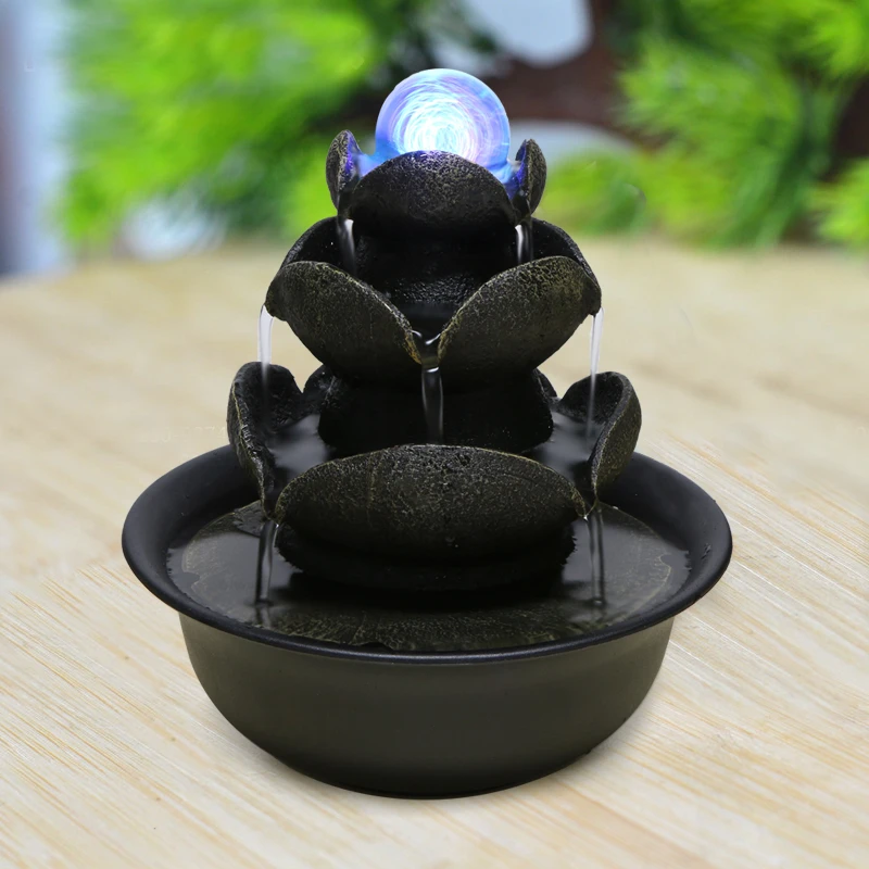 Tabletop Zen Fountain Relaxation Illuminated Waterfall For Indoor Outdoor Home 