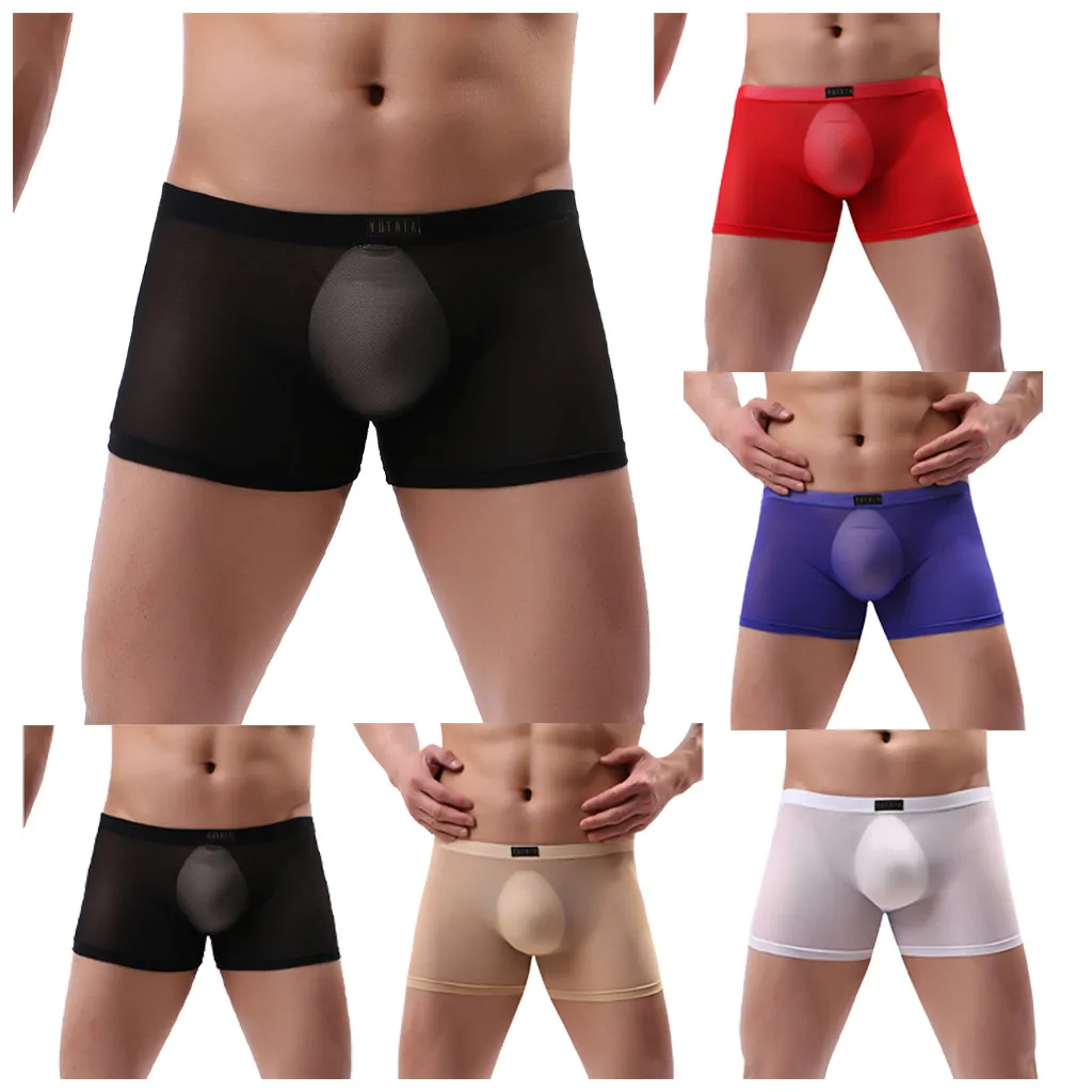 Мужские прозрачные сетчатые квадратные брюки плоские сексуальные кварцевые