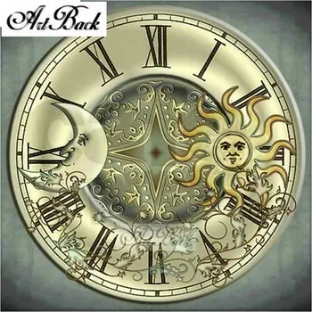 

ArtBack crafts 5d diamond painting clock diy full square / round drill sun moon religious icon diamond mosaic home decoration