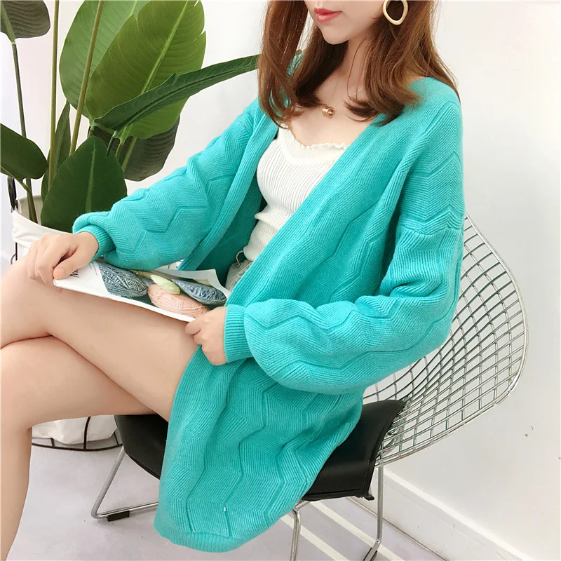 

Spring and Autumn New Korean version commute lazy loose solid color coat cardigan sweater women