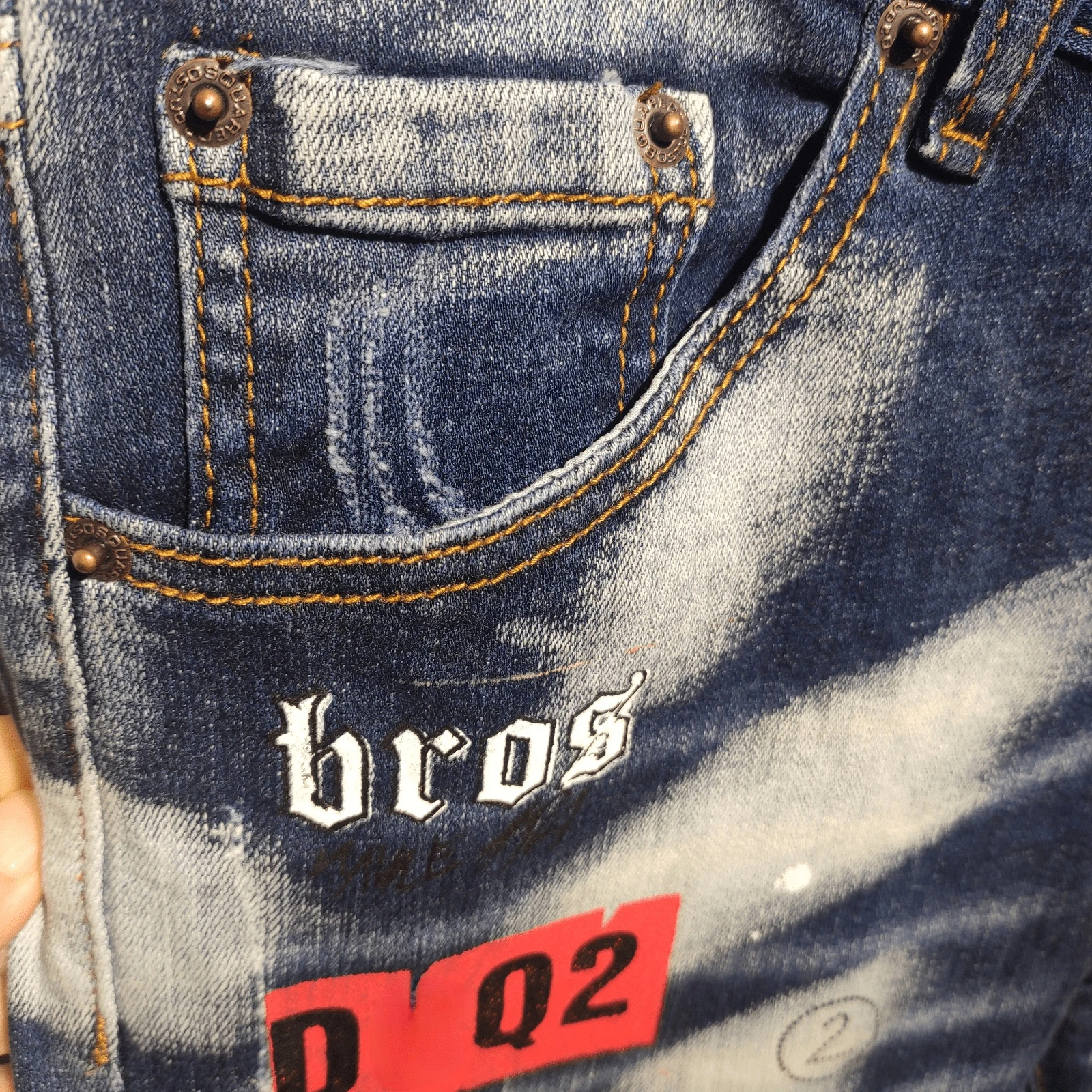 Dsq Merek Italia Jeans Pria Bordir 