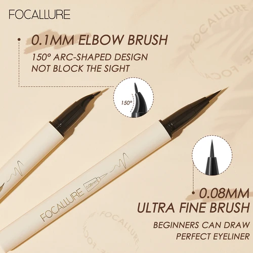 FOCALLURE 흑색 액상 아이라이너 눈 화장 강력 방수 긴 지속력 아이라이너 바르기 쉬운 눈 화장 도구 2