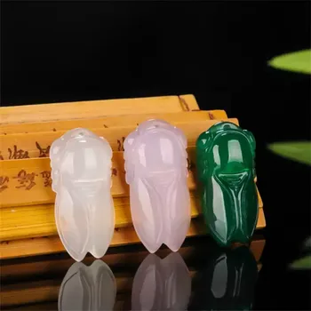 

Natural Multicolor Jade Cicada Pendant Agate Necklace Fashion Accessories Charm Jewellery Carved Amulet Gifts for Women Men