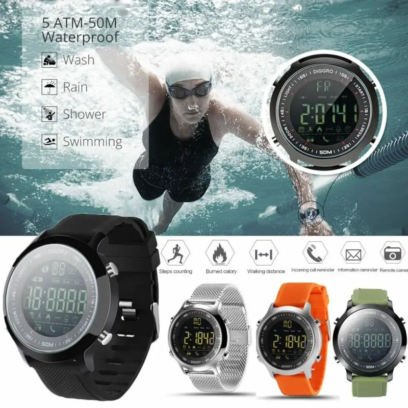 

Bluetooth EX18 SWIM Waterproof Smart Watch Pedometer Sport For Android iOS HQ