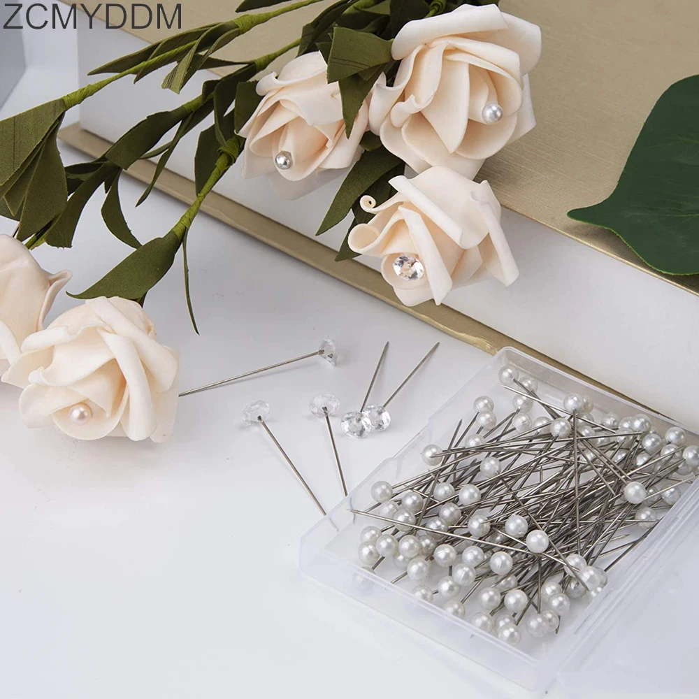 Crystal Head Corsage Pins 100PCS Diamond Head Pins Floral Bouquet Pins  Floral Rhinestones Pins for Wedding Corsage Decoration - AliExpress