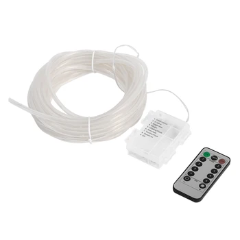 

ICOCO Waterproof 10M 100LEDs Remote Control Lamp Transparent Tube Outdoor LED String Light Copper Wire with 8 Modes Battery Box