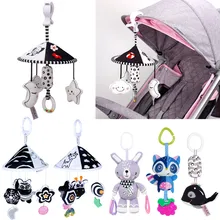 

Black & White Series Baby Bed Rattle Cartoon Animal Stroller Pram Hanging Rattles Interactive Newborns Crib Plush Mobile Rattle